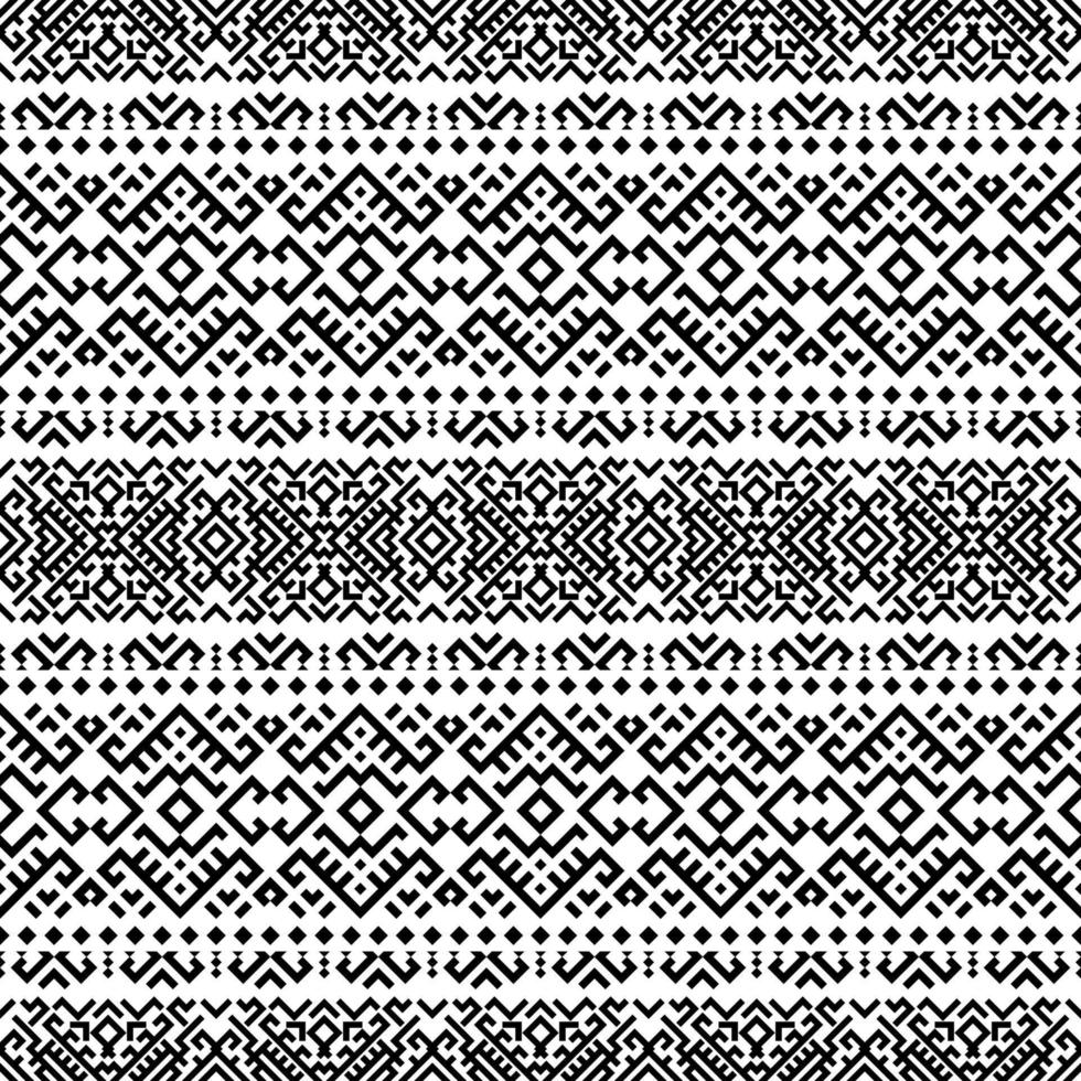 Seamless Ethnic Pattern Background Texture design vector in black white color