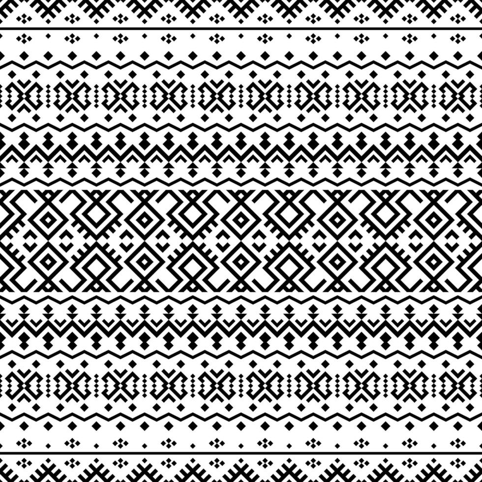 Geometric Aztec seamless ethnic pattern texture design vector in black white color