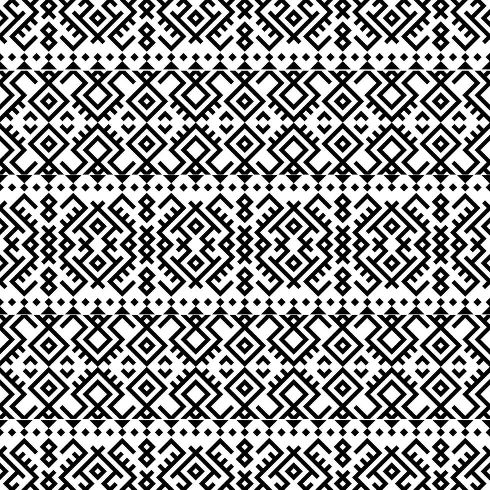 Geometric Aztec seamless ethnic pattern texture design vector in black white color