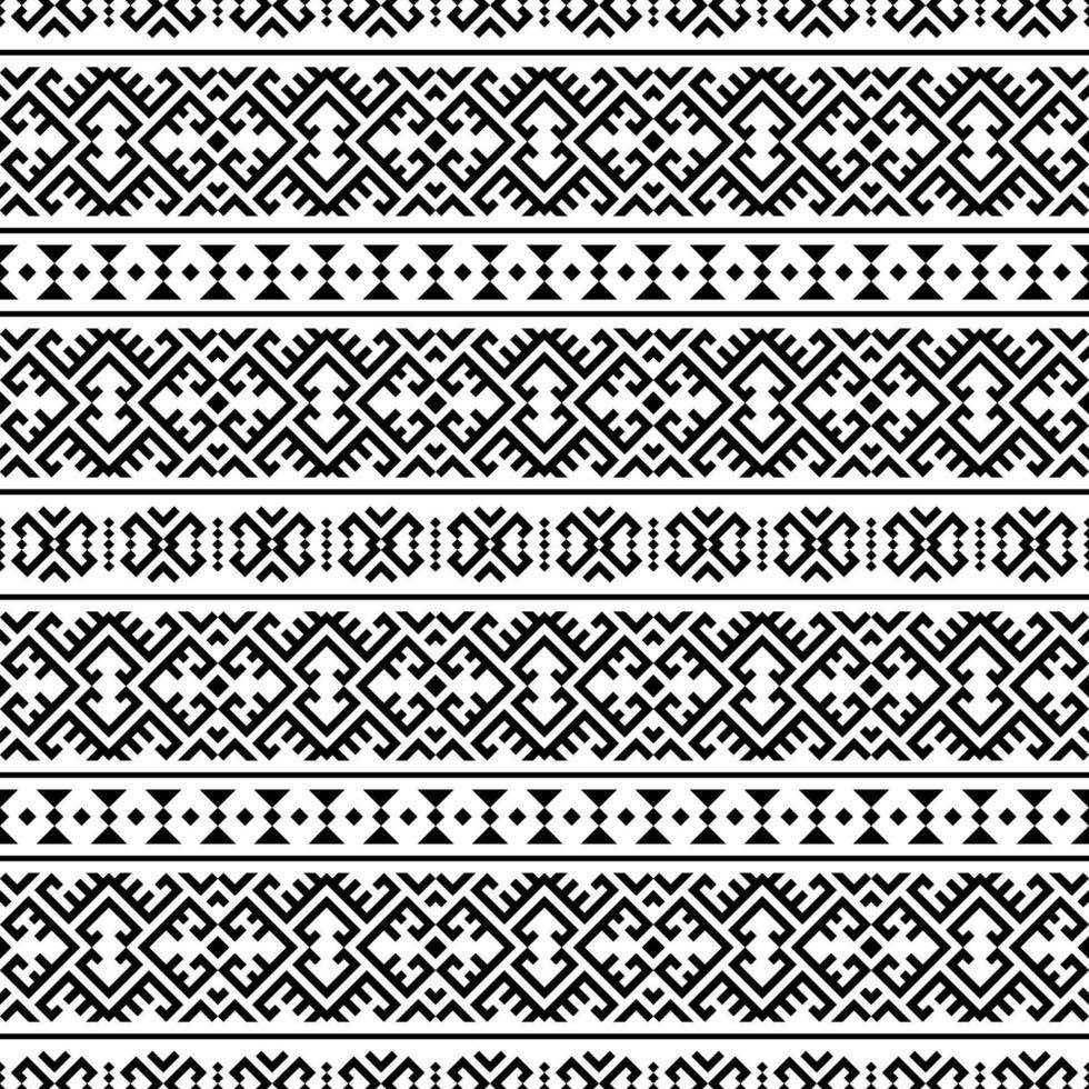 Ikat Aztec ethnic seamless pattern design in black and white color vector