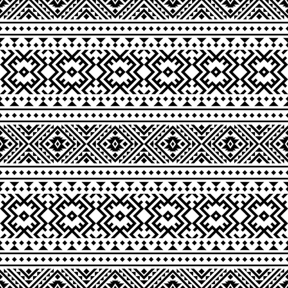 Ikat Aztec ethnic seamless patterns design in black and white color vector