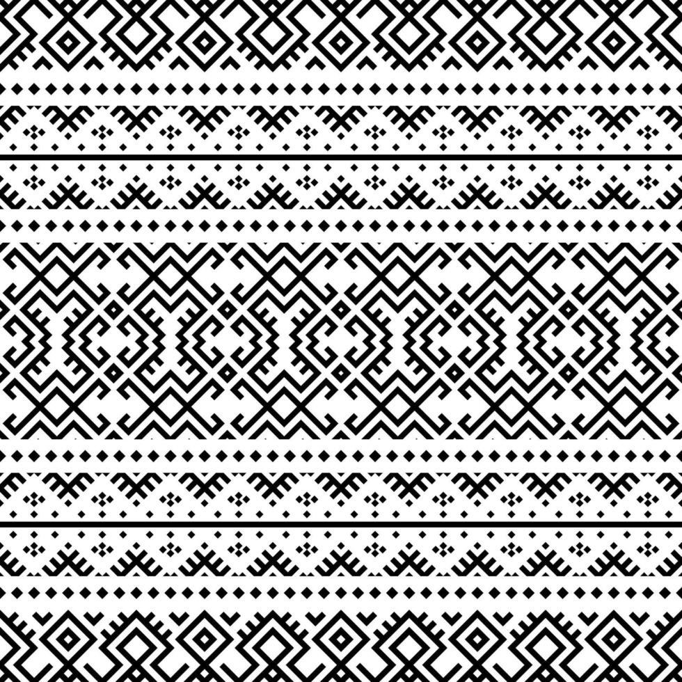 Geometric Aztec seamless ethnic pattern texture design vector in black white color