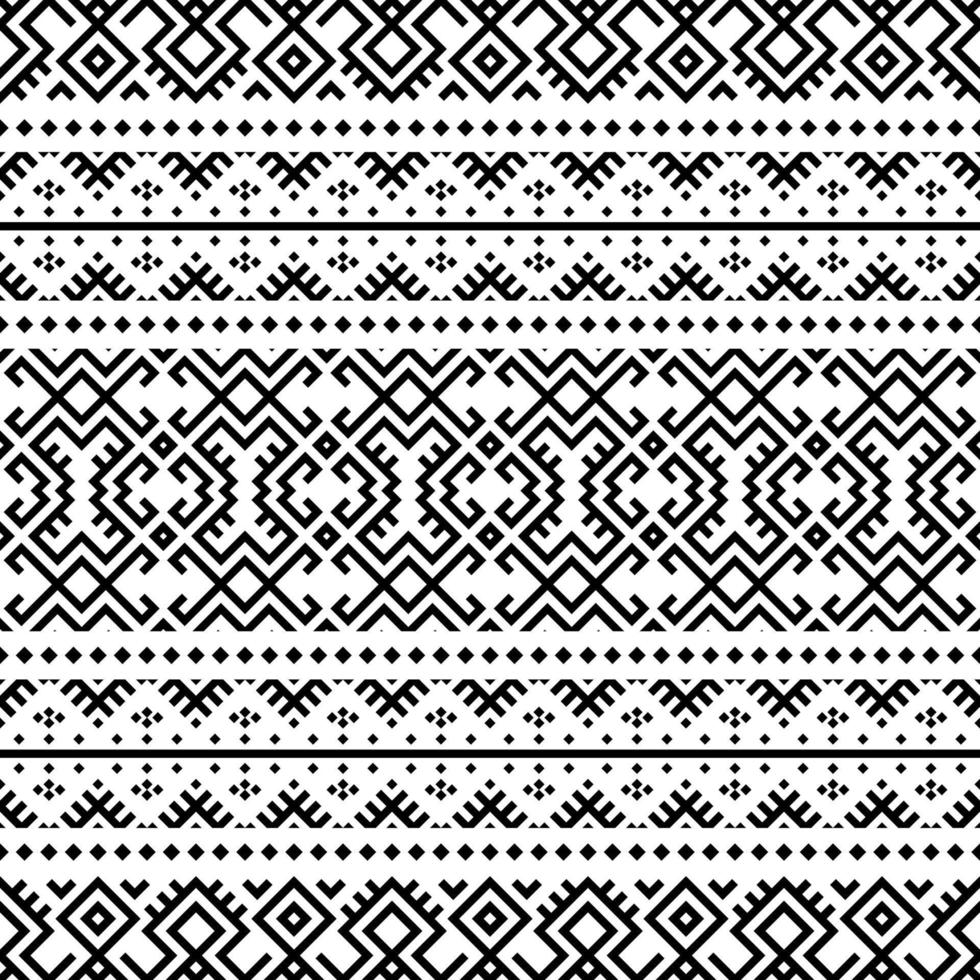 Geometric Aztec seamless ethnic pattern texture design vector in black white color