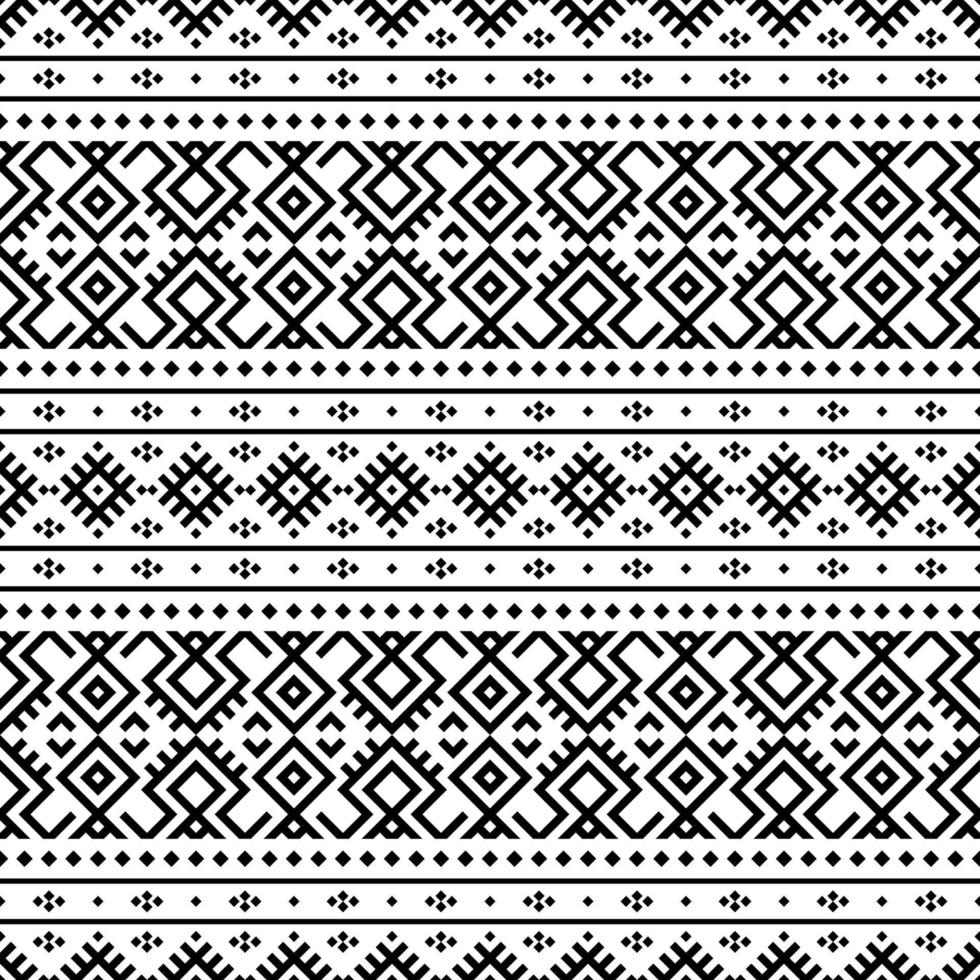 Geometric Aztec seamless ethnic pattern texture design vector in black white color