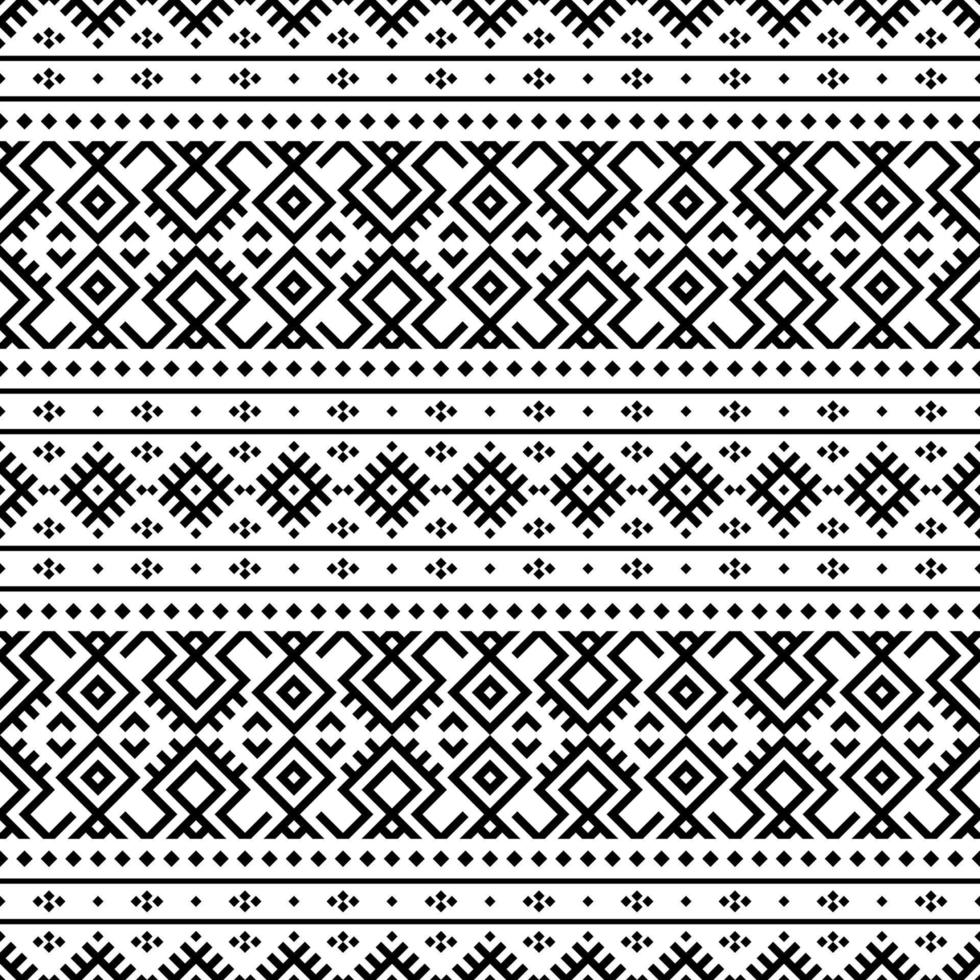 Geometric Aztec seamless ethnic pattern texture design vector in black white color