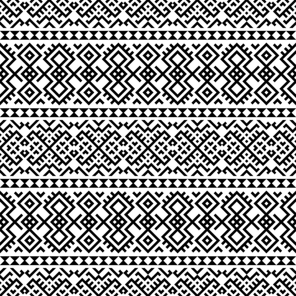 Geometric Aztec seamless ethnic pattern texture design vector in black white color