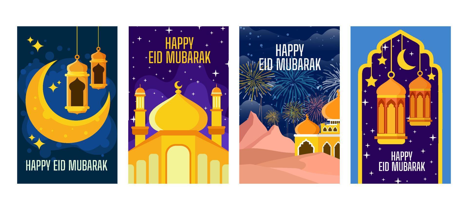 Eid Mubarak Card Collection vector
