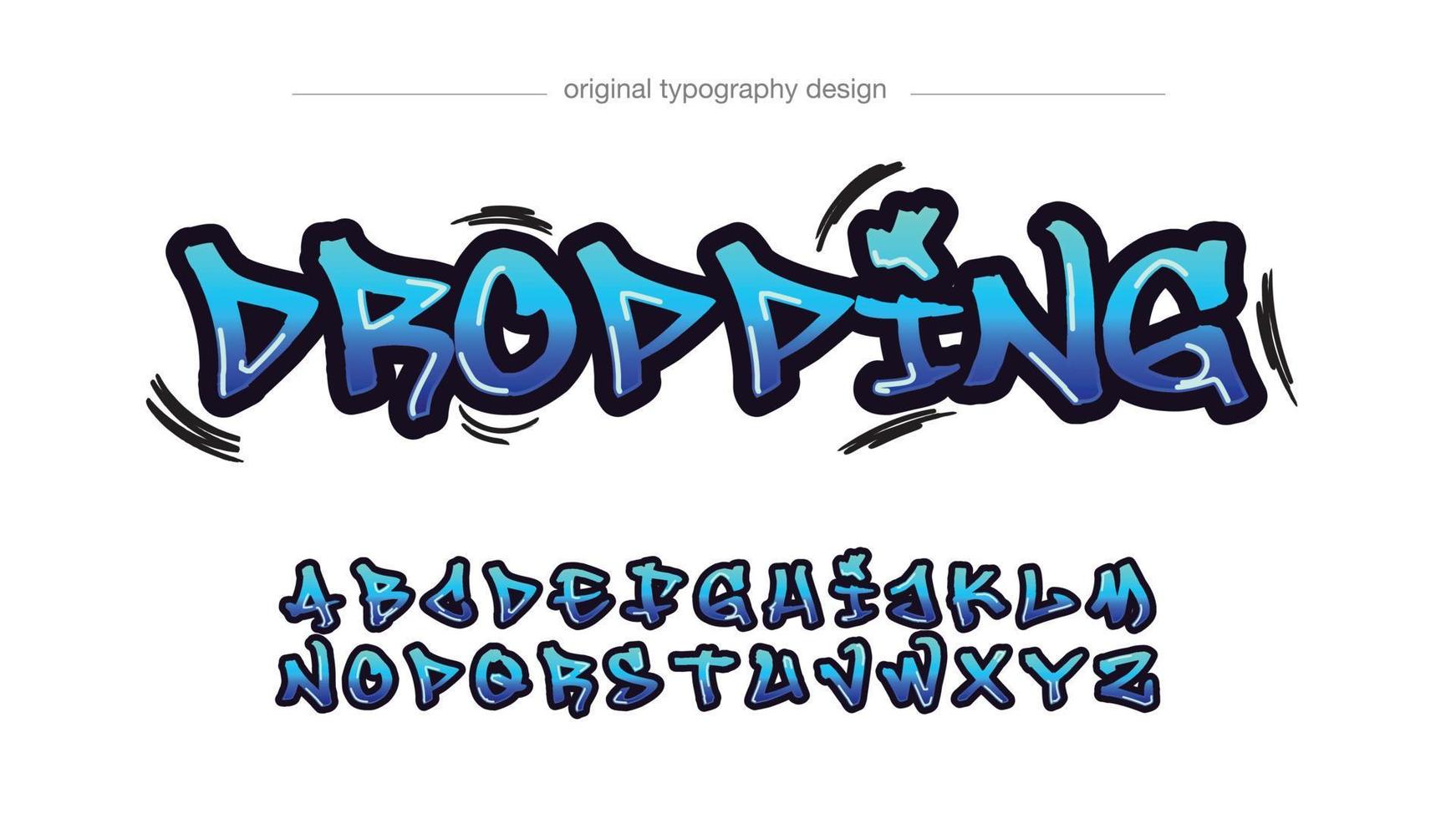 Letras aisladas de graffiti moderno azul neón vector