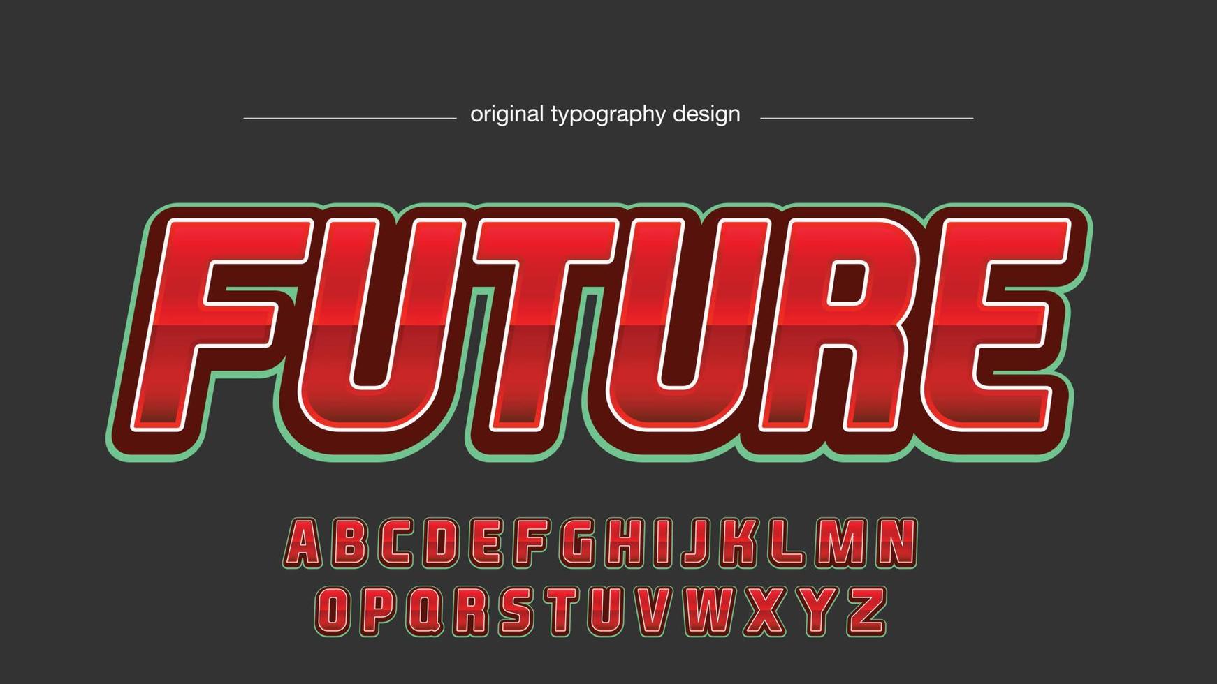 tipografía metálica roja cursiva 3d vector