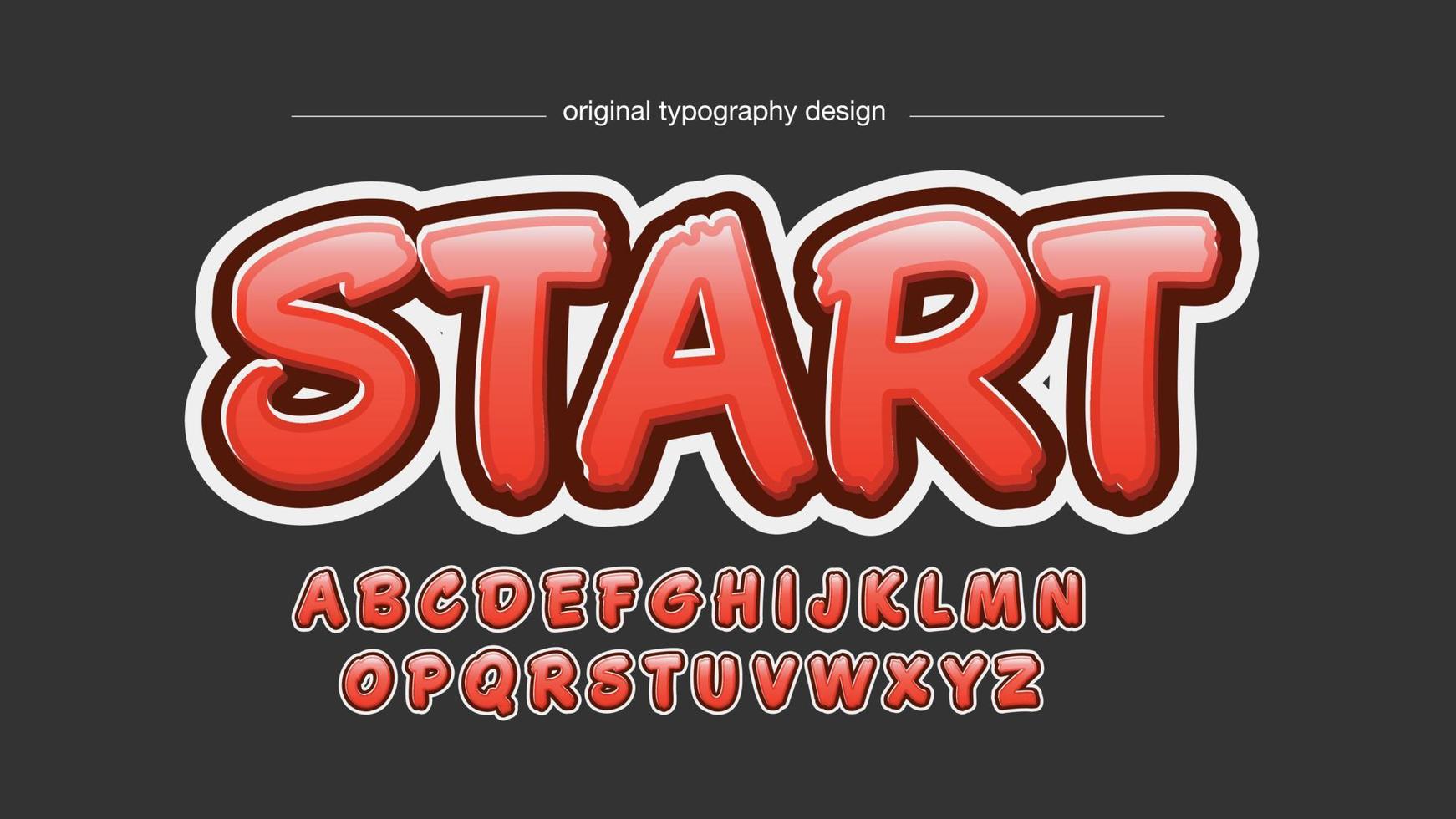 red bold brush cartoon typography vector