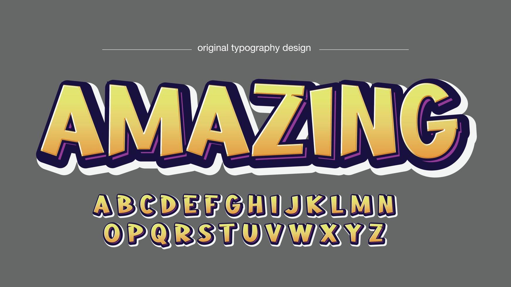 yellow 3d cartoon display typography vector