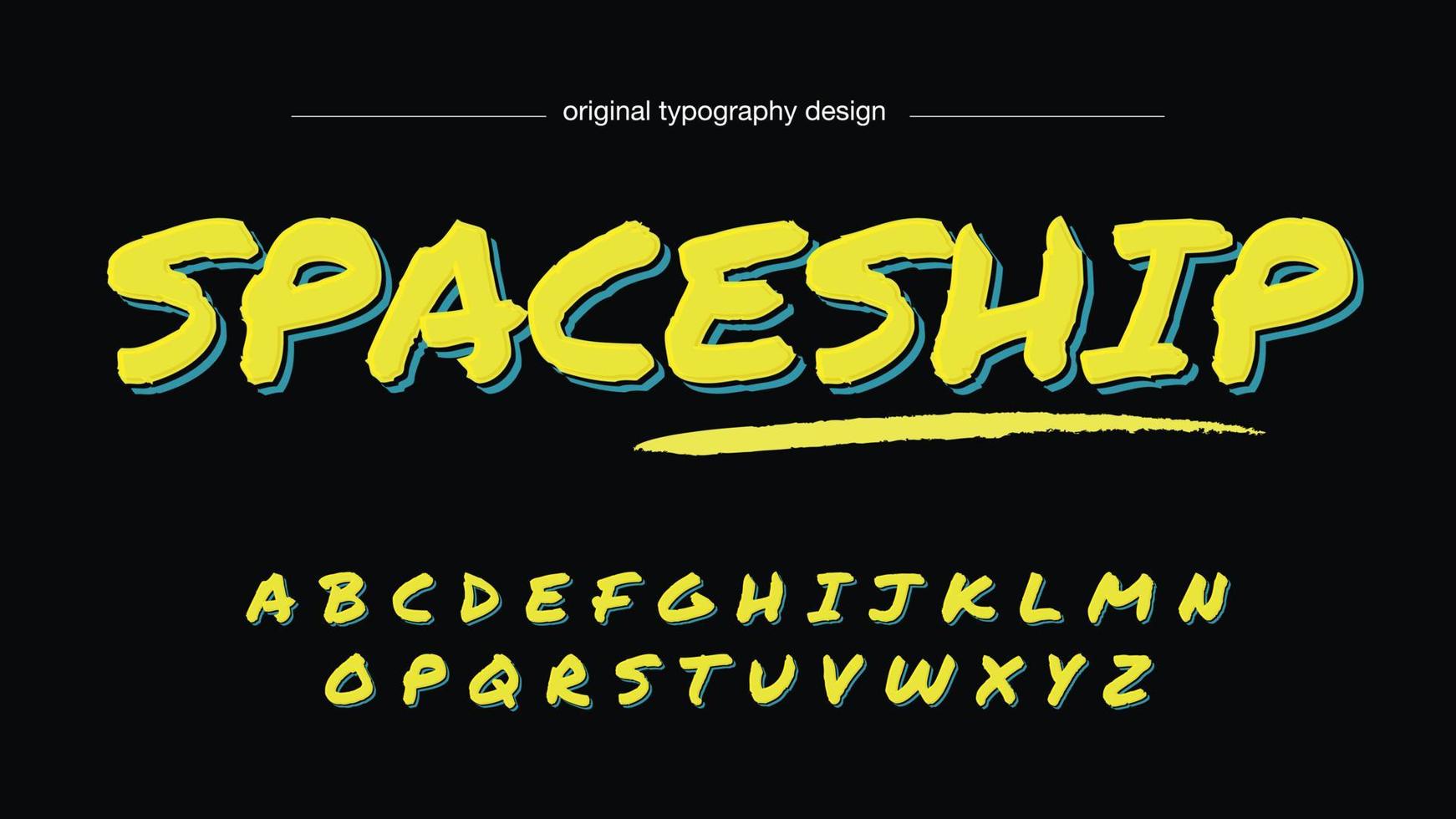 yellow and blue modern graffiti brush typography vector