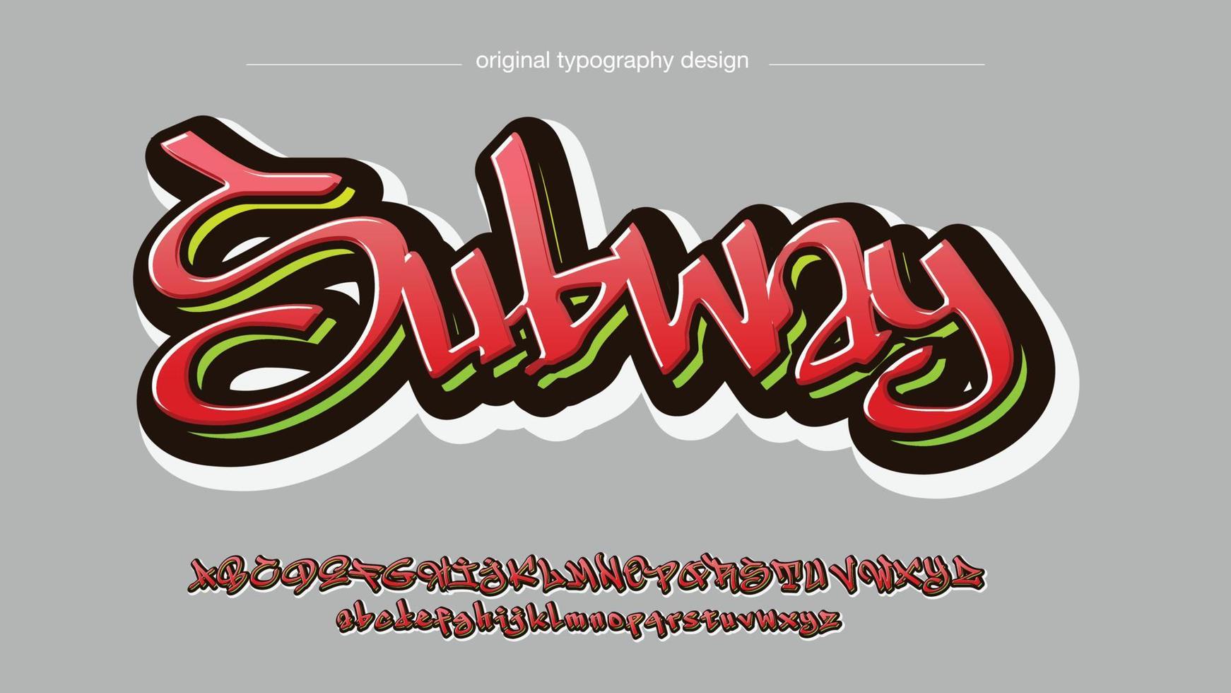 red and green modern graffiti tag isolated letters vector