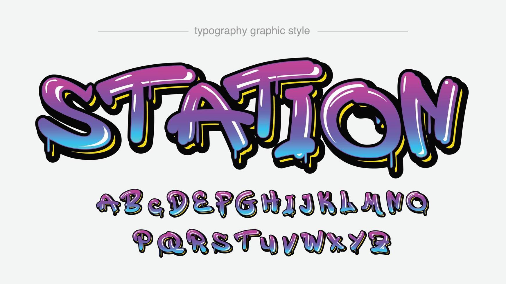 purple and blue dripping modern graffiti style isolated letters vector