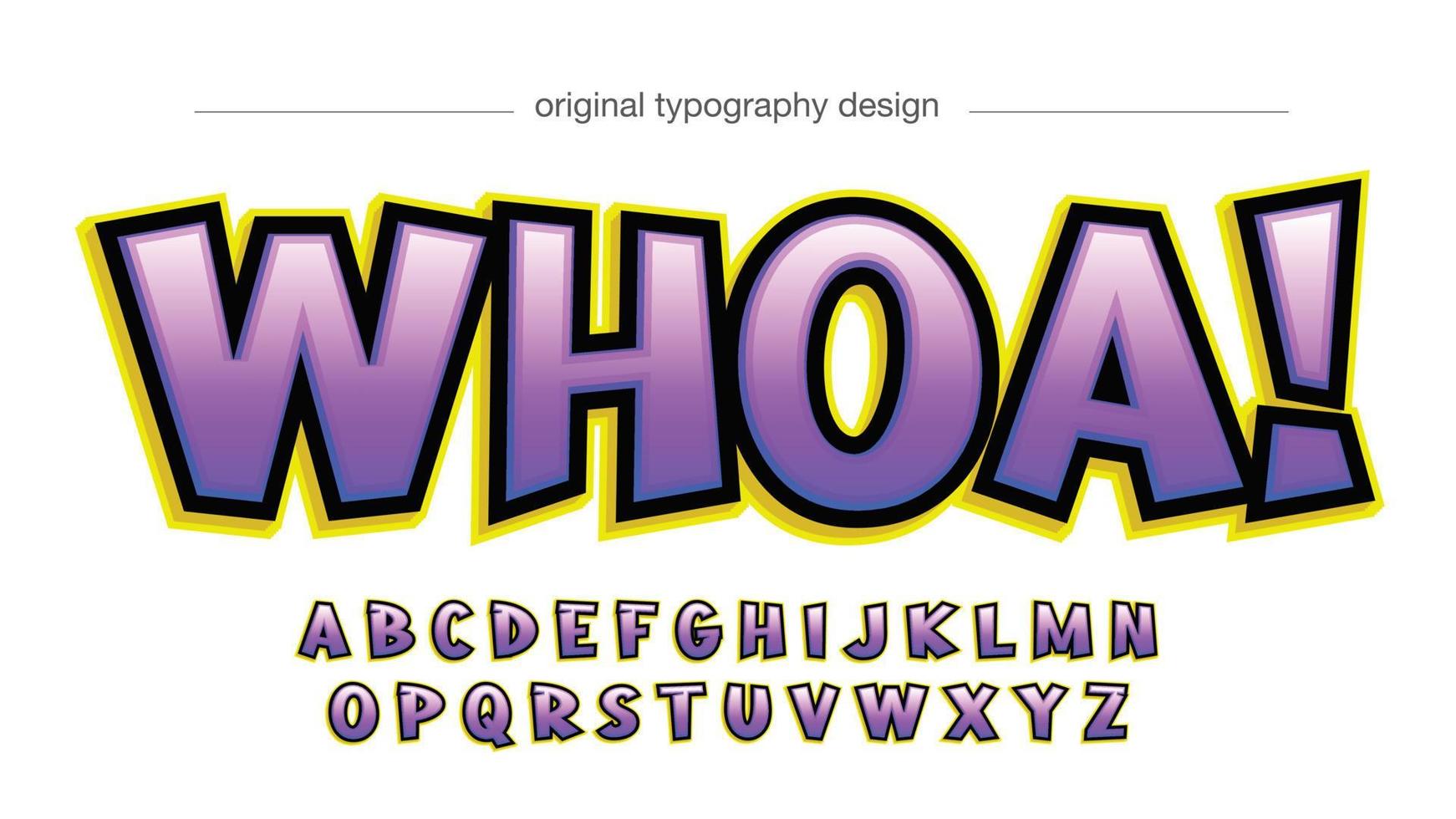 purple bold cartoon comics artistic font vector