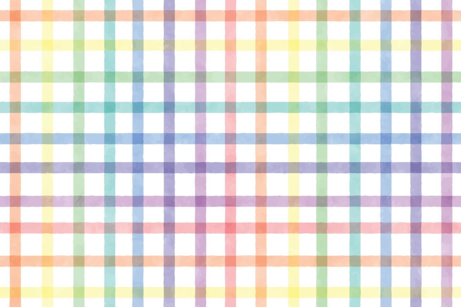 colorful pastel rainbow watercolor plaid repeat seamless pattern vector