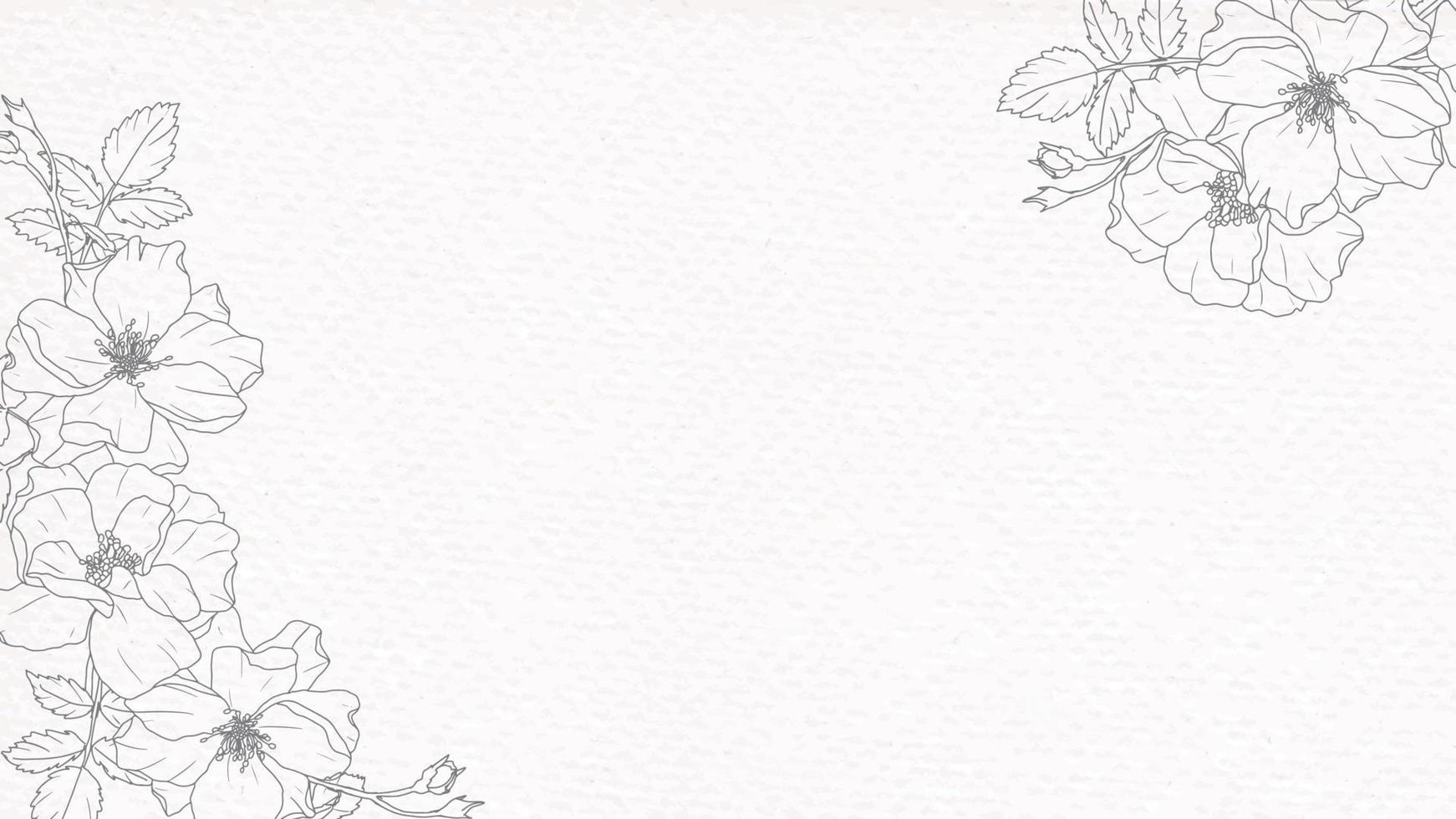 Doodle line art rosa ramo de flores sobre fondo de papel vector