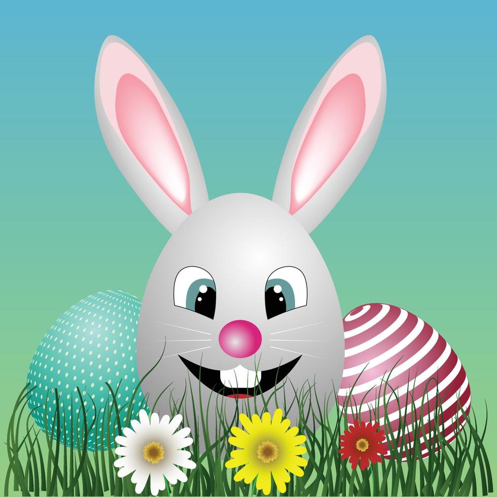easter day egg with rabbit vector