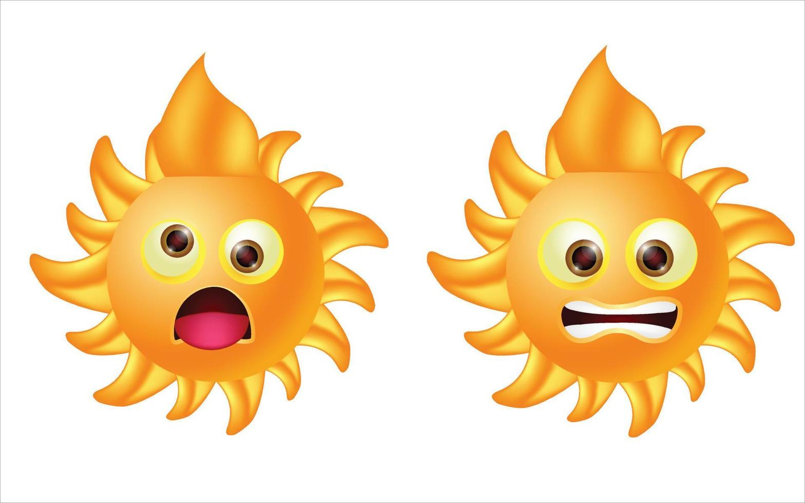 Smile and angry sun emoji vector