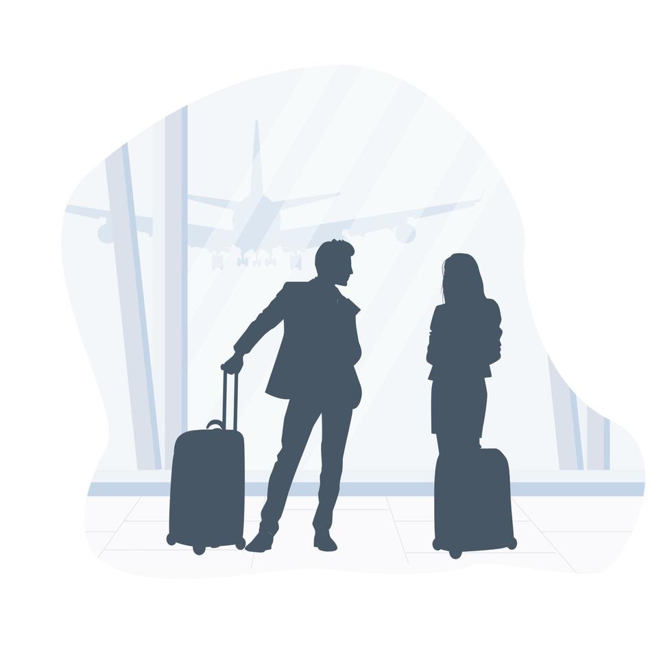 Two men and a woman on a business trip vector