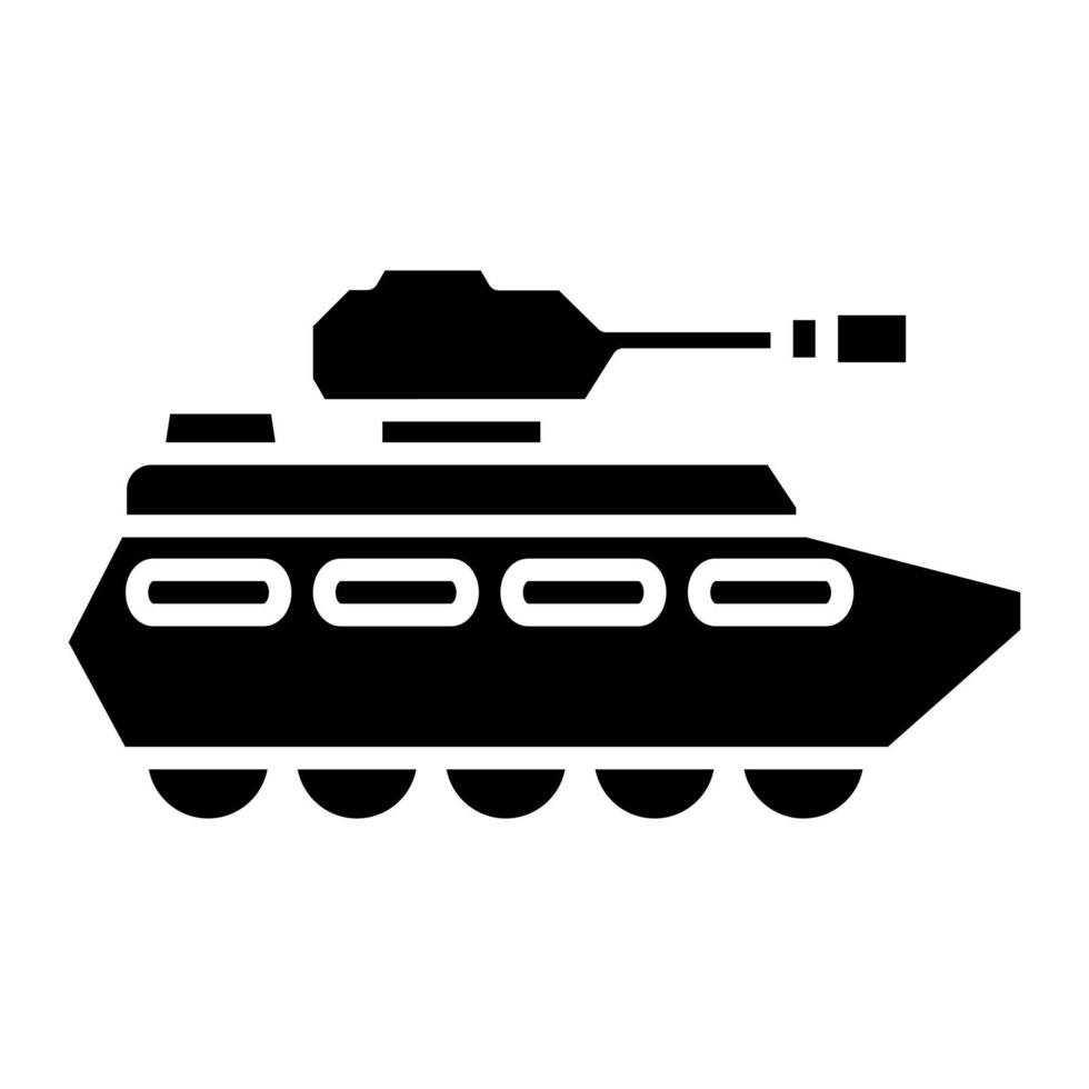 icono de glifo de tanque del ejército vector