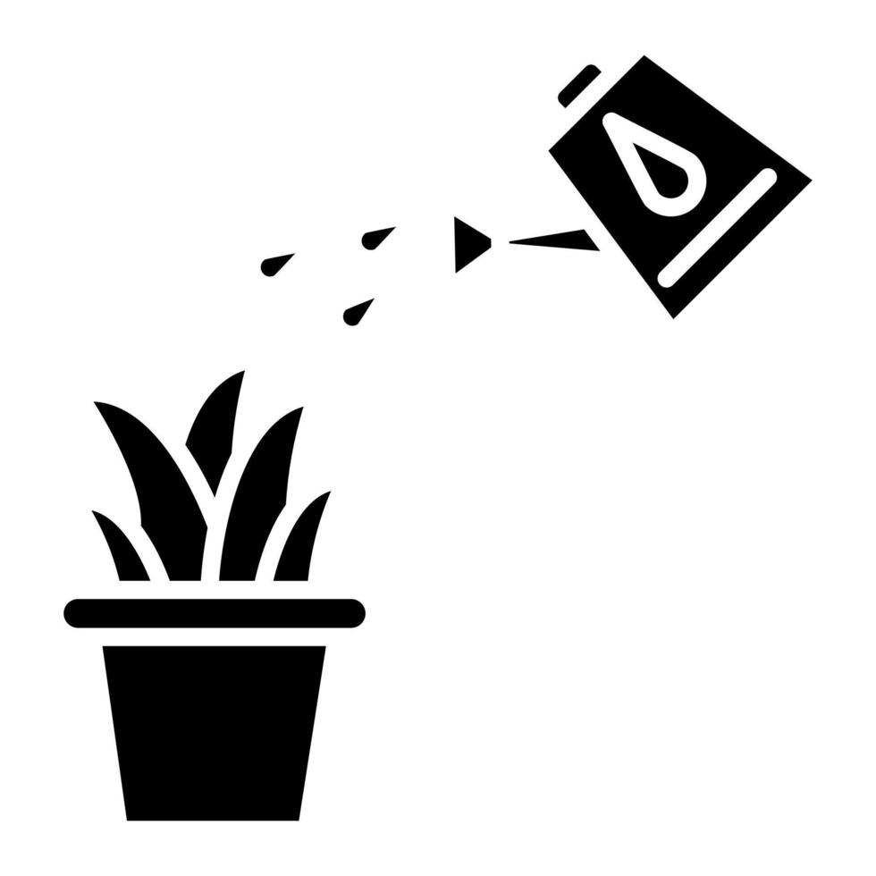 icono de glifo de plantas de riego vector