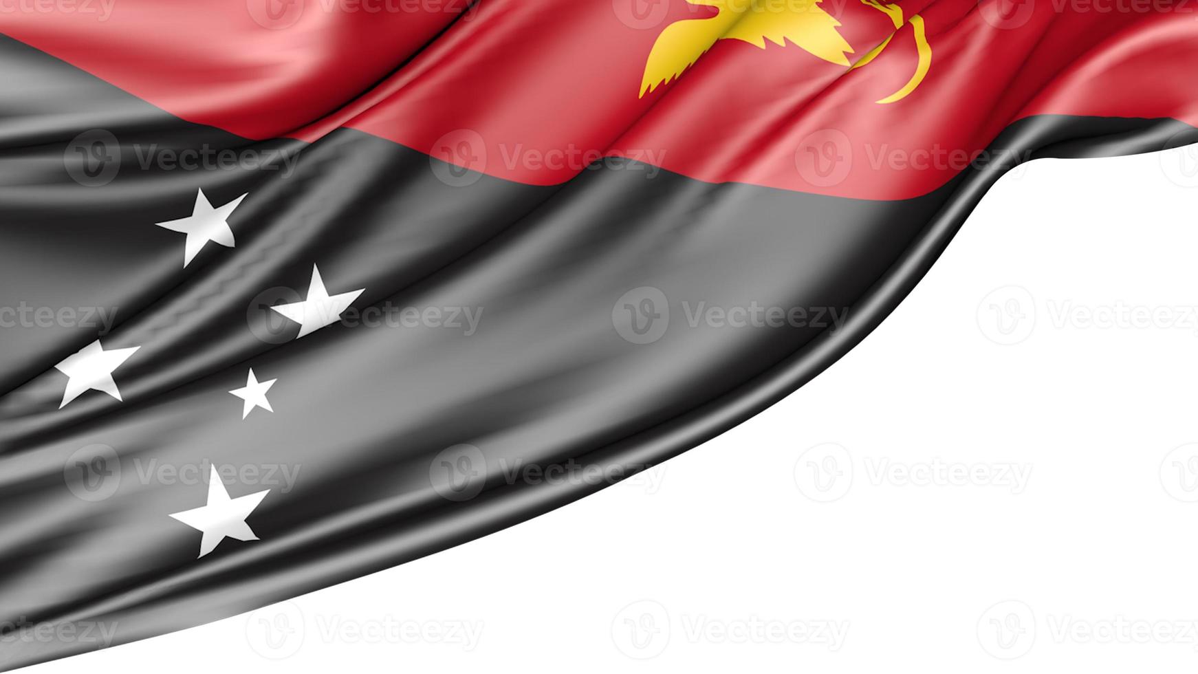 Papua New Guinea Flag Isolated on White Background, 3D Illustration photo