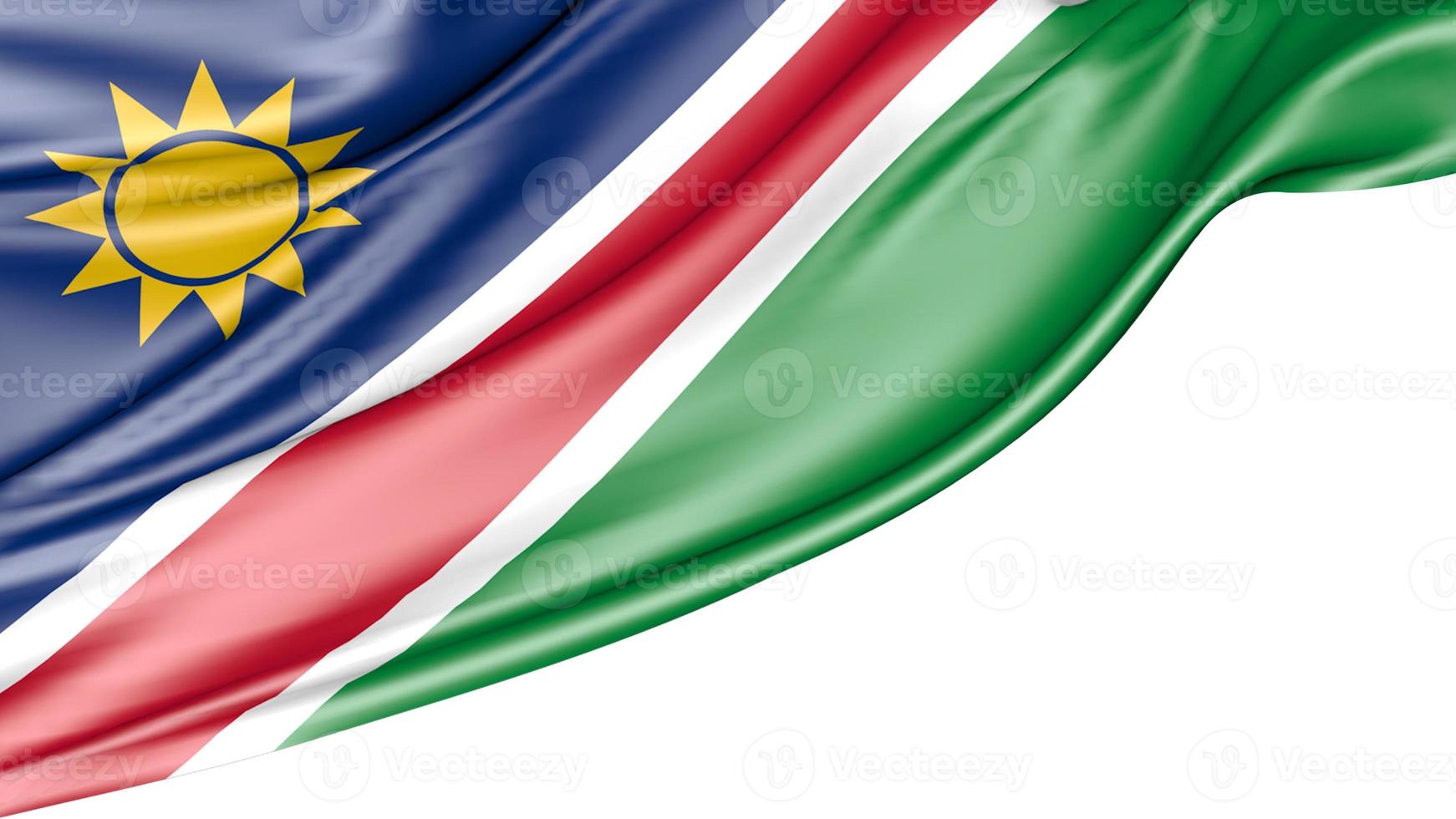 Namibia Flag Isolated on White Background, 3D Illustration photo