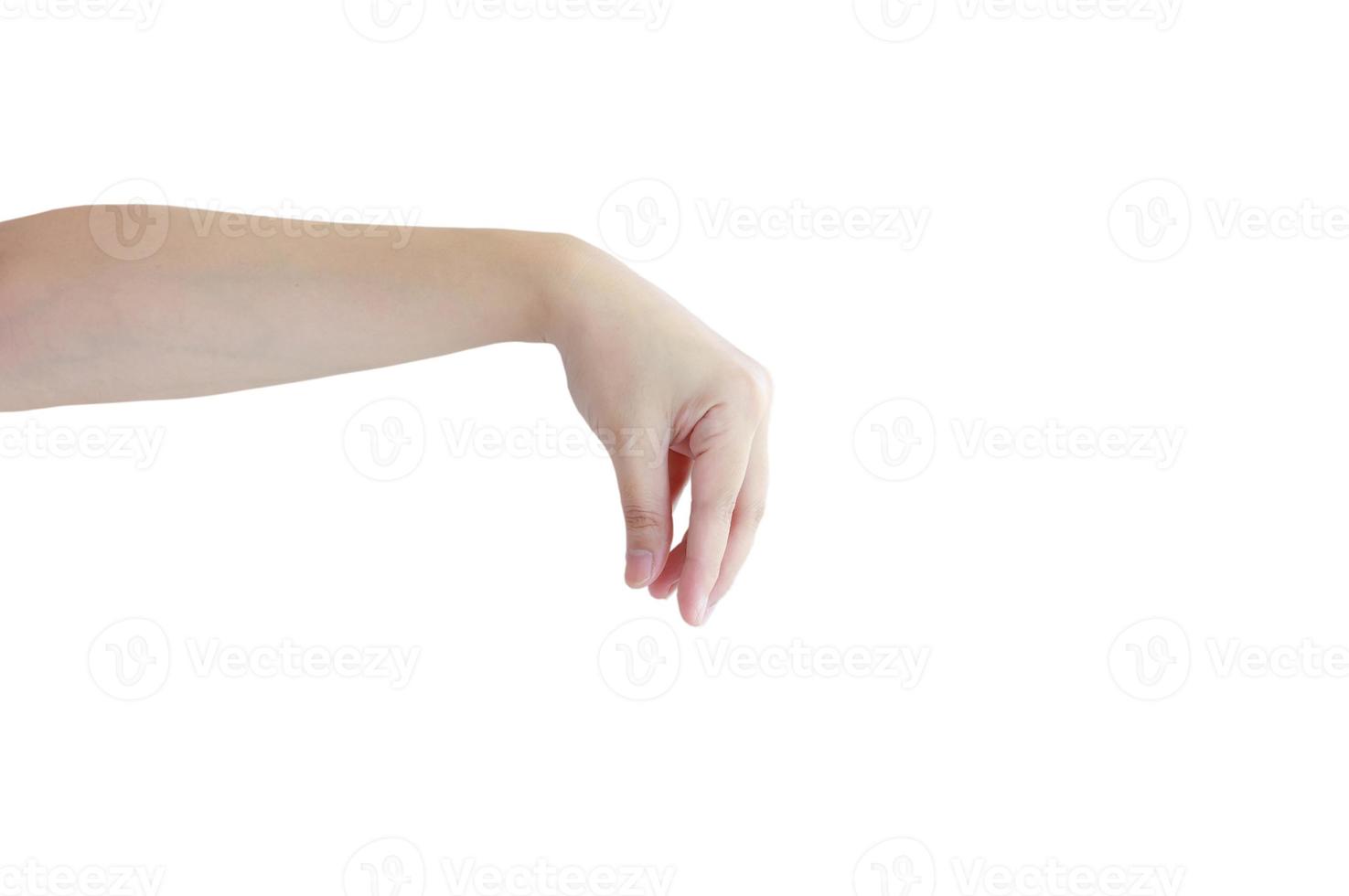 Hand pose like picking something isolated on white photo