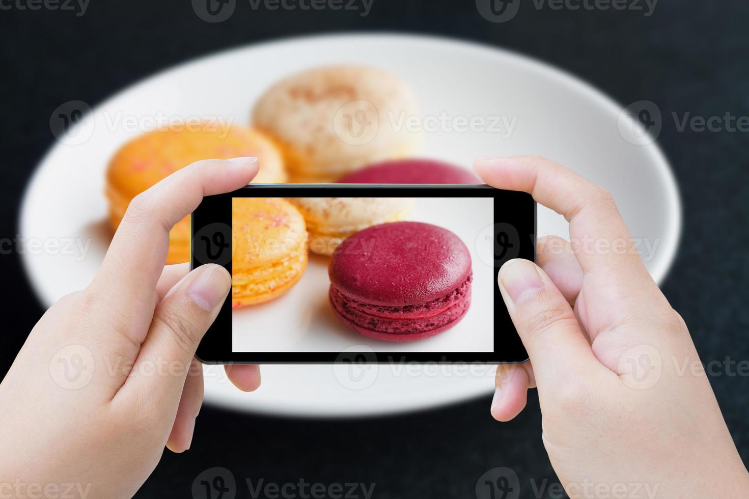 Colorful macarons close up photo