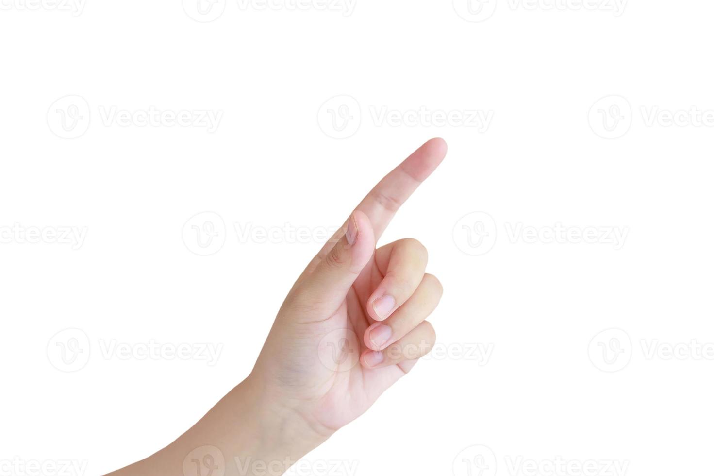 Woman hand on white background photo
