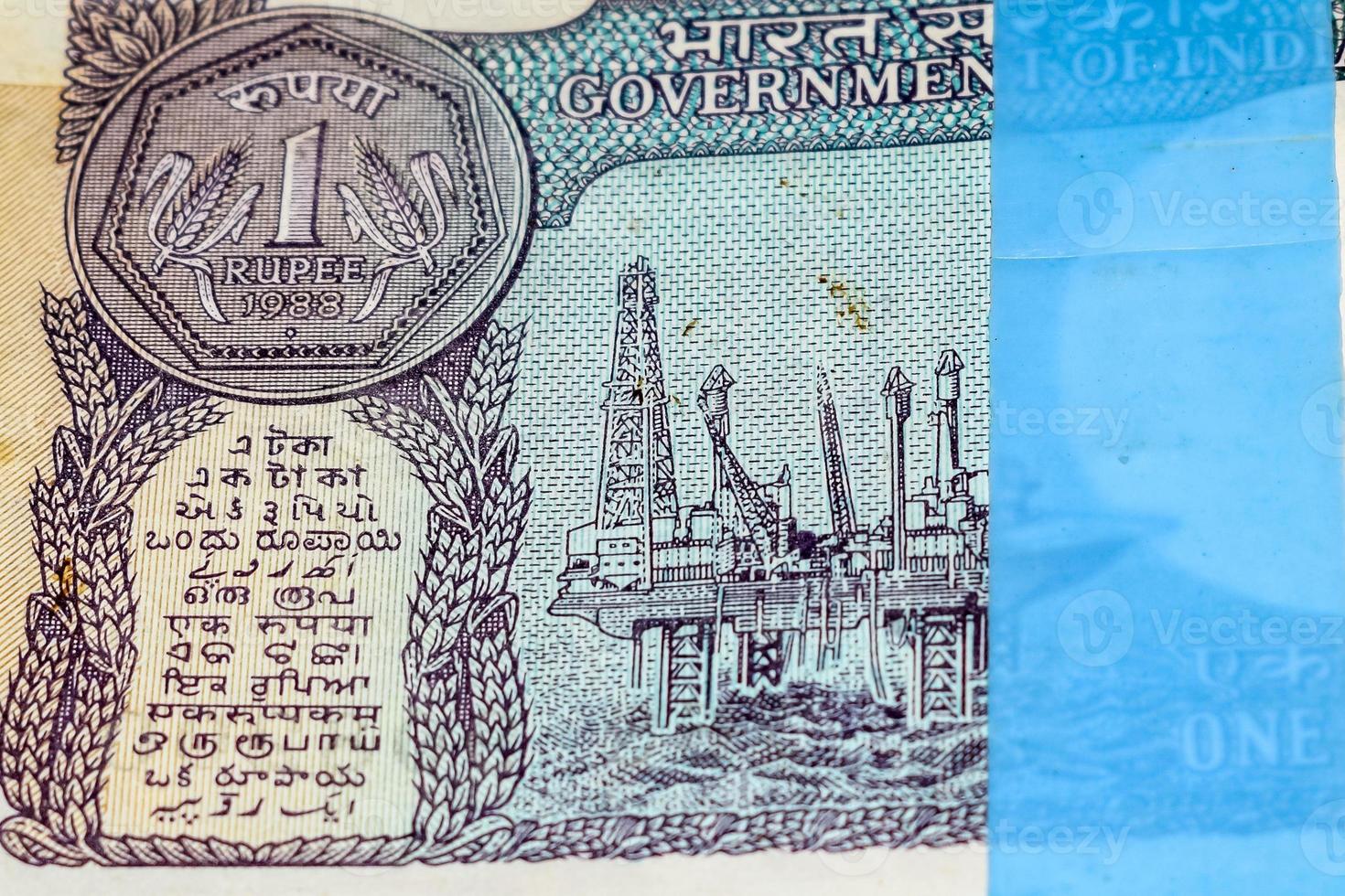 Old One Rupee notes combined on the table, India money on the rotating table. Old Indian Currency notes on a rotating table, Indian Currency on the table photo