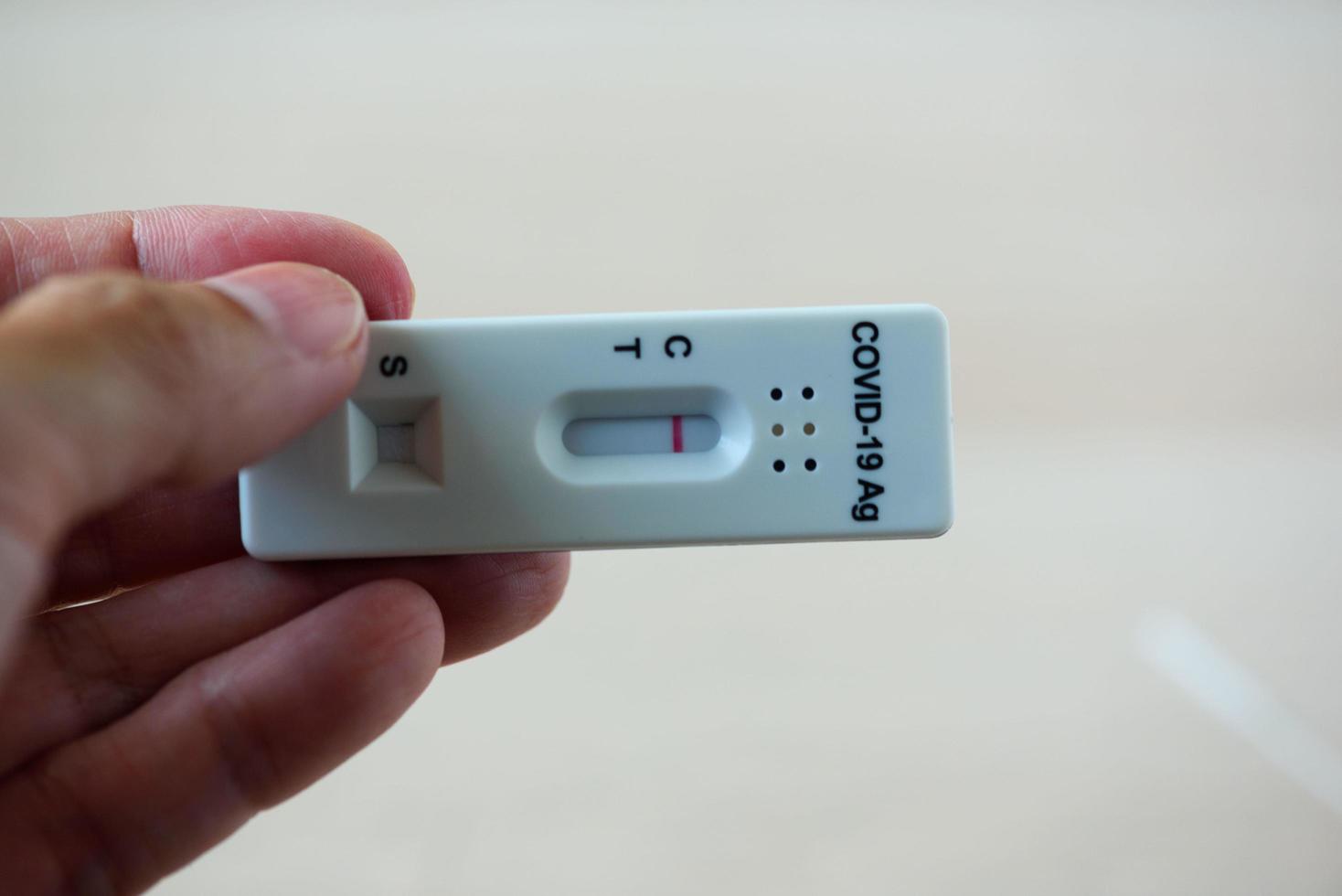 Negative test of rapid antigen test kit result for covid-19 photo