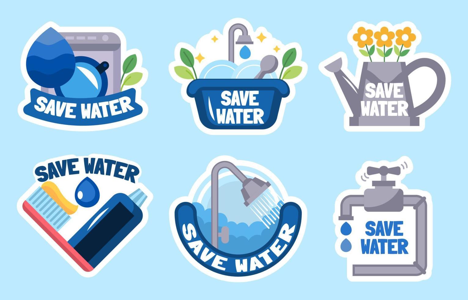 Set of Water Day Stickers vector