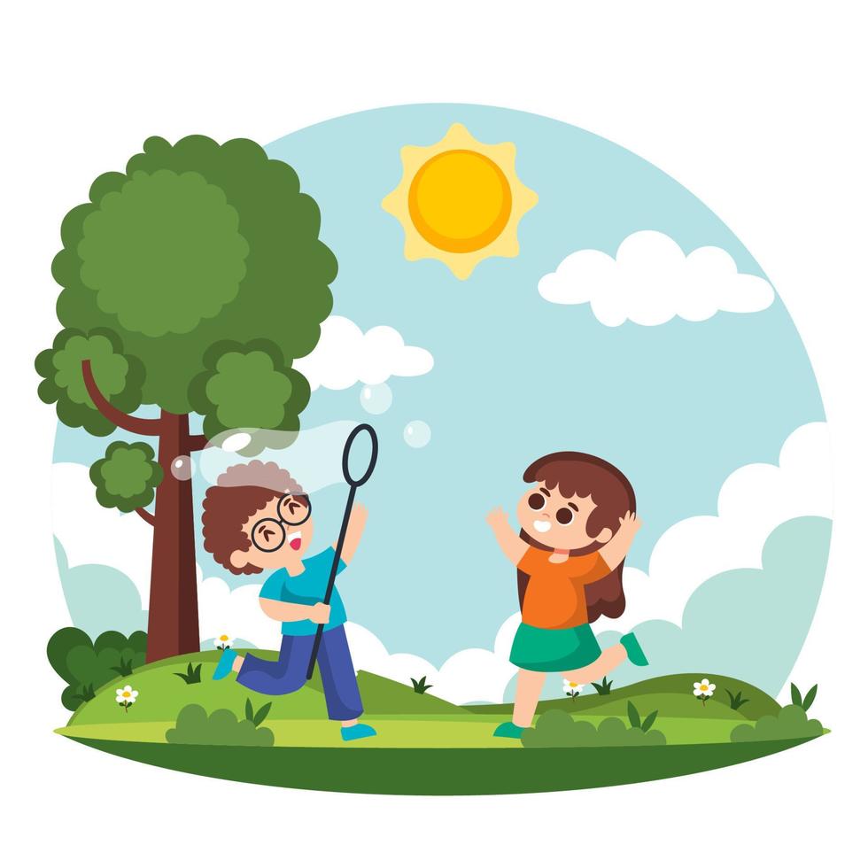 Kids Playing at The Park vector