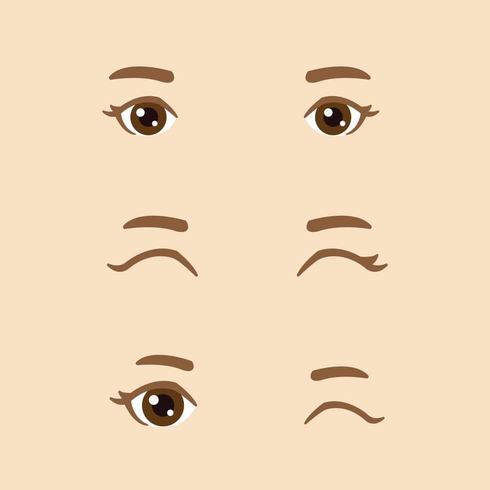 Set of cartoon eyes of male and female characters. Vector illustration
