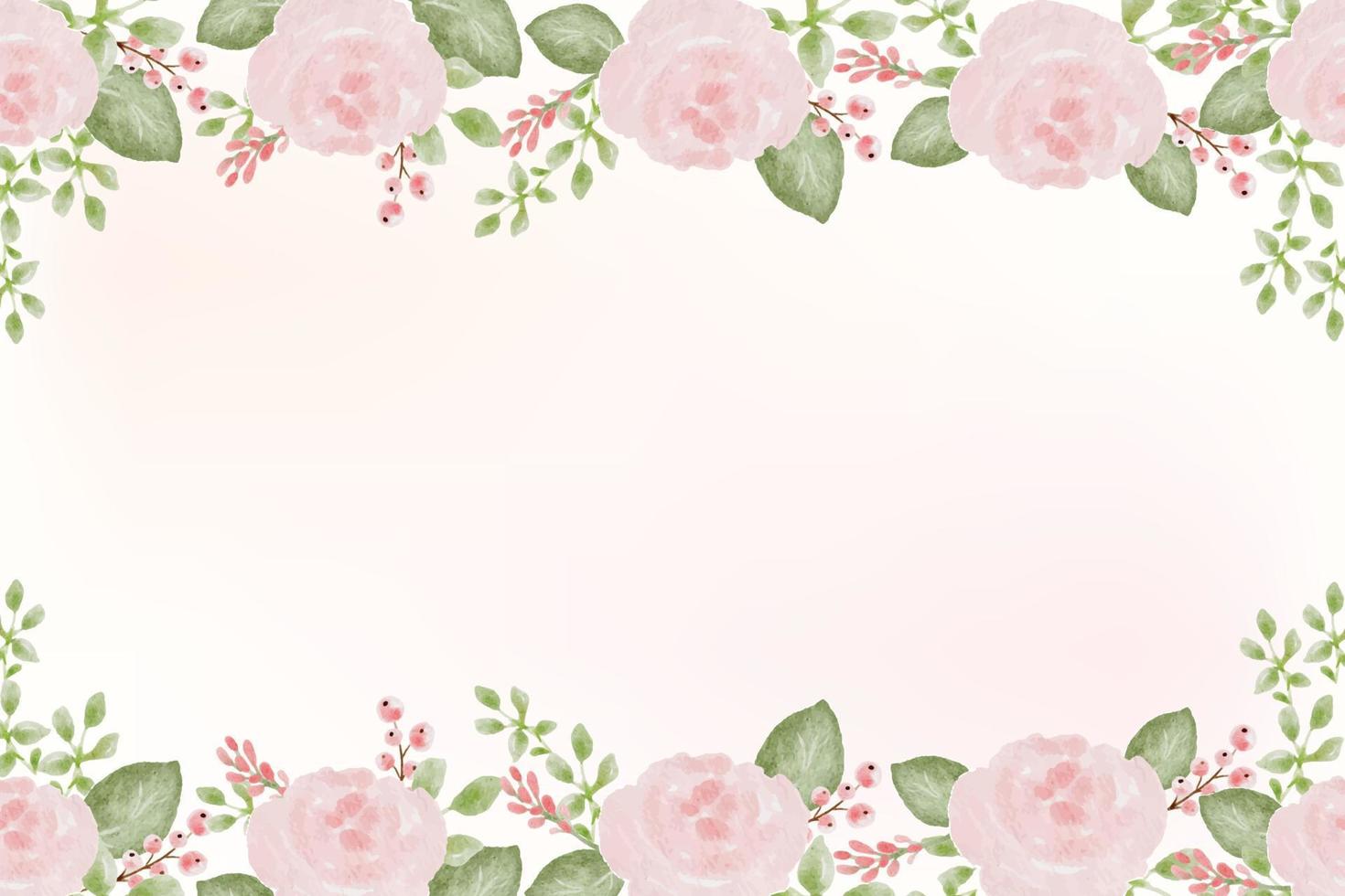 Fondo de marco de corona de ramo de flores silvestres y rosas de colores acuarela suelta vector