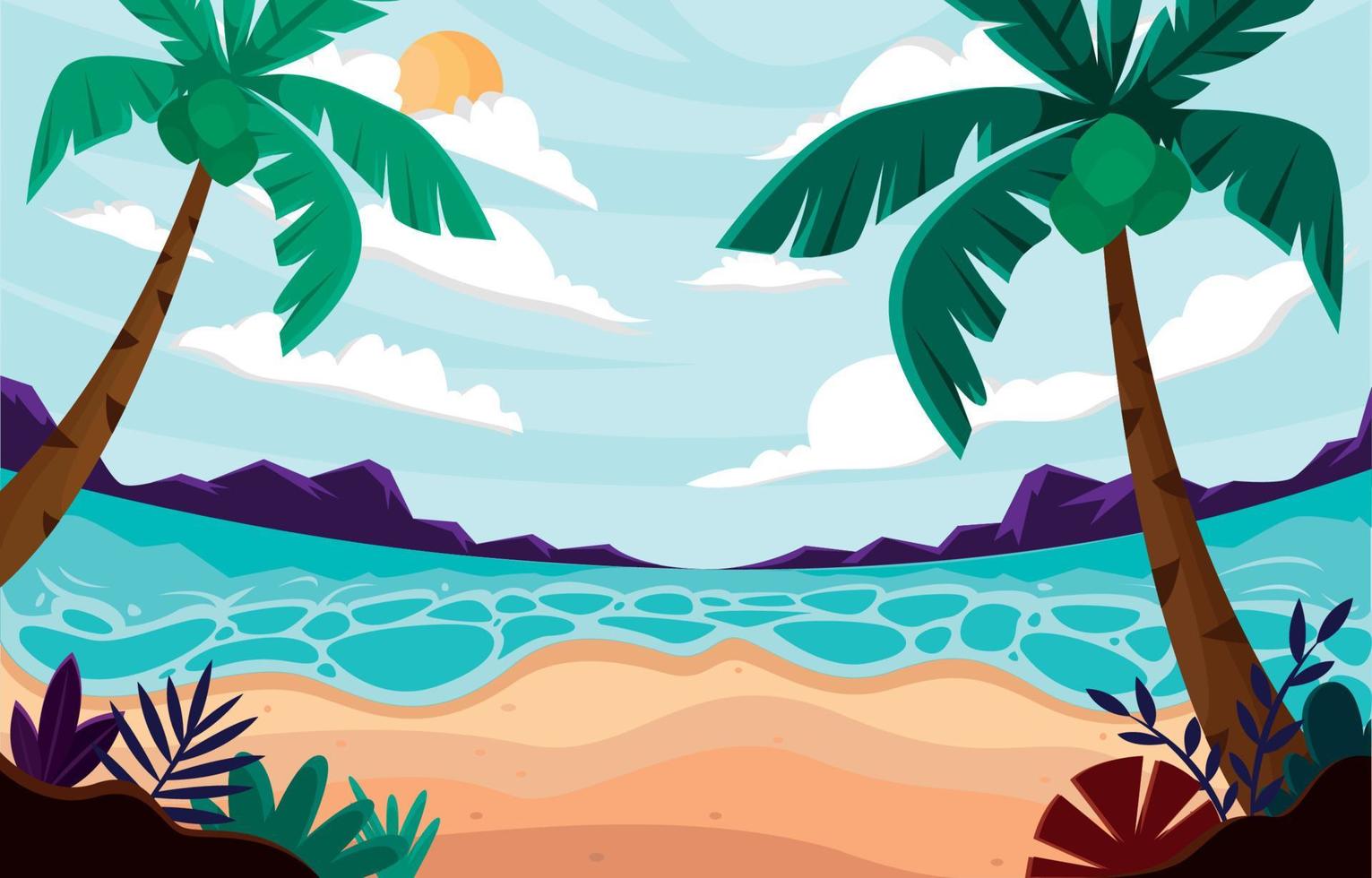 Beach Summer Scenery Background vector