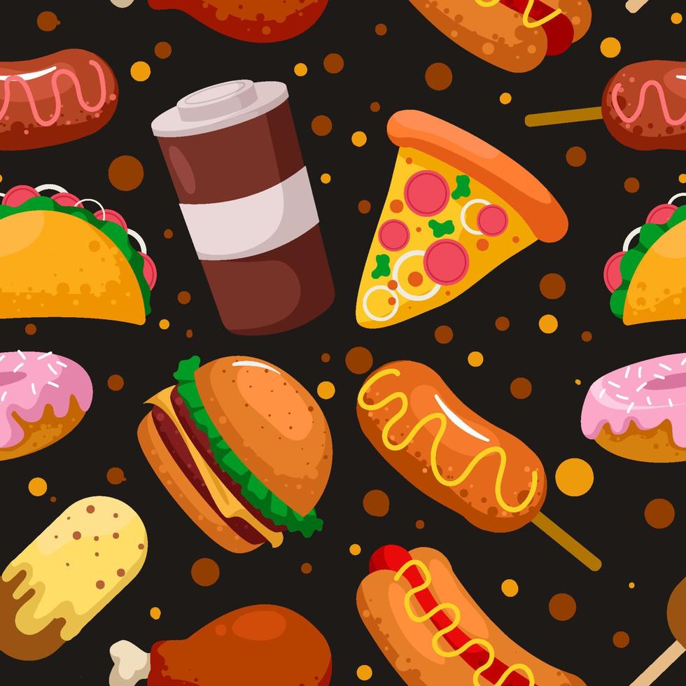 Junk Food Seamless Background vector