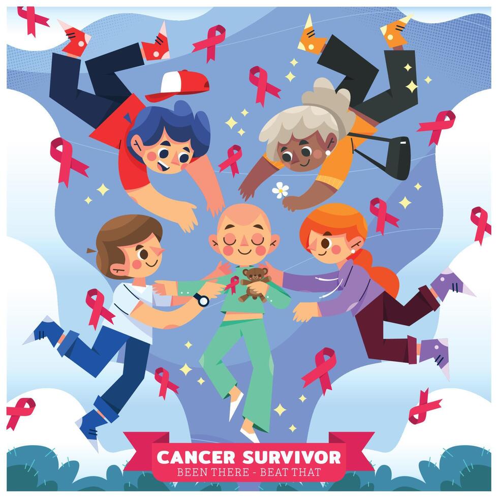 Cancer Survivor Always Get Support From Family And Friends vector