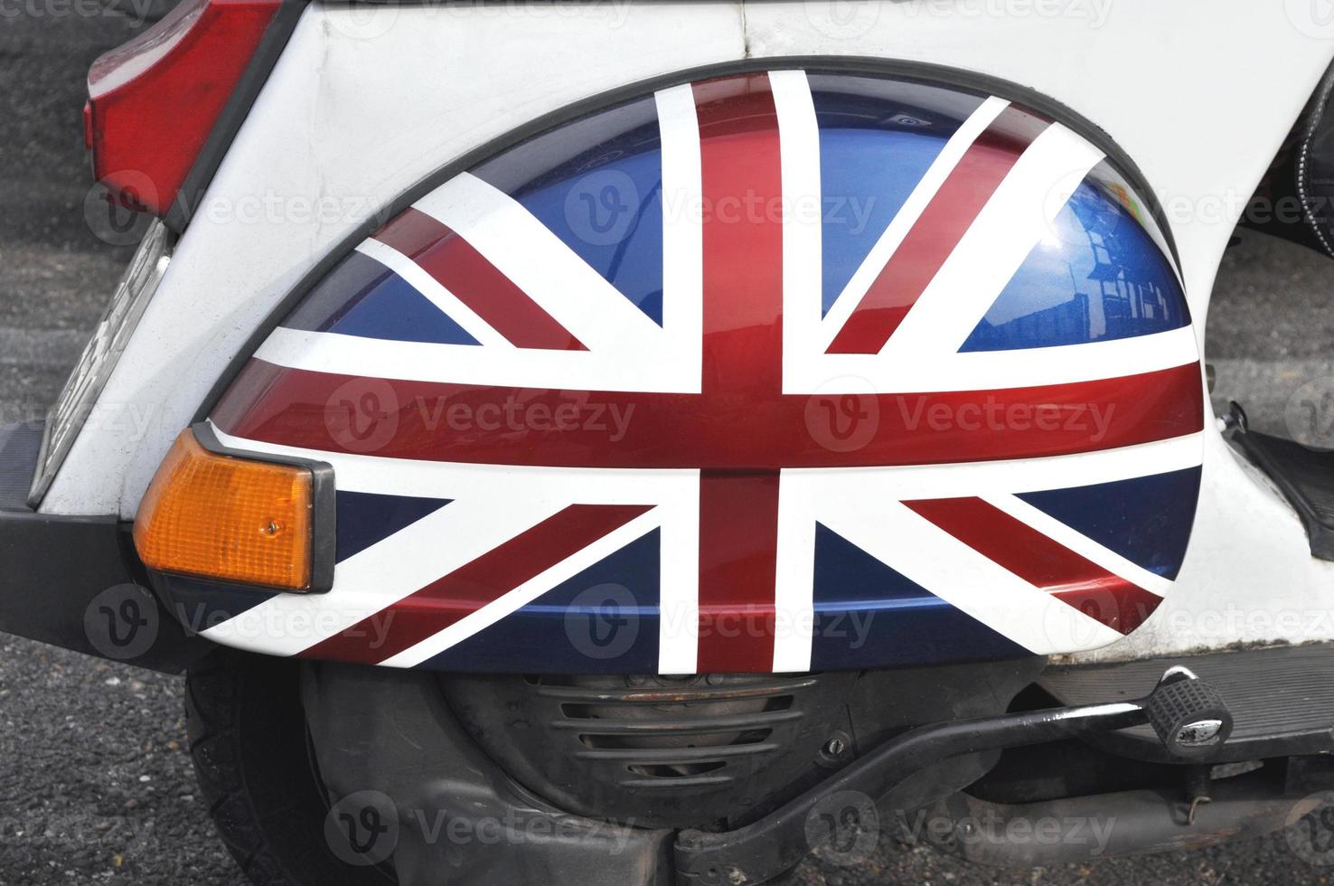 Flag of the UK aka Union Jack on a motor bike photo