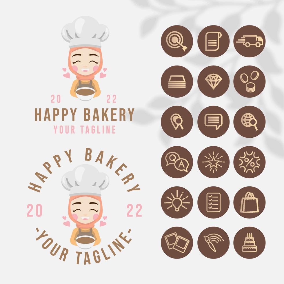 chef kitchen logo for food restaurant and cafe template with icon vector