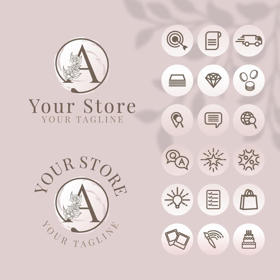 initial a logo with icon social media template for fashion branding vector