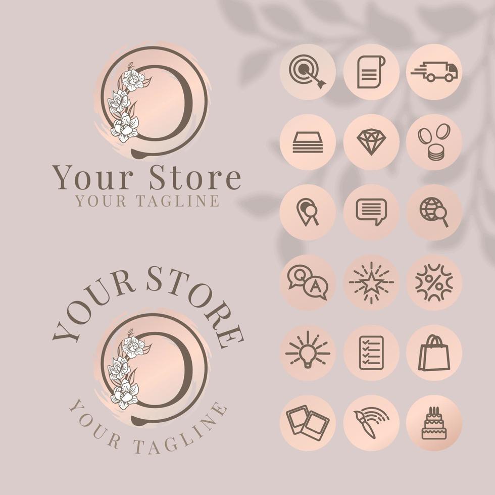 initial o logo with icon social media template for fashion branding vector