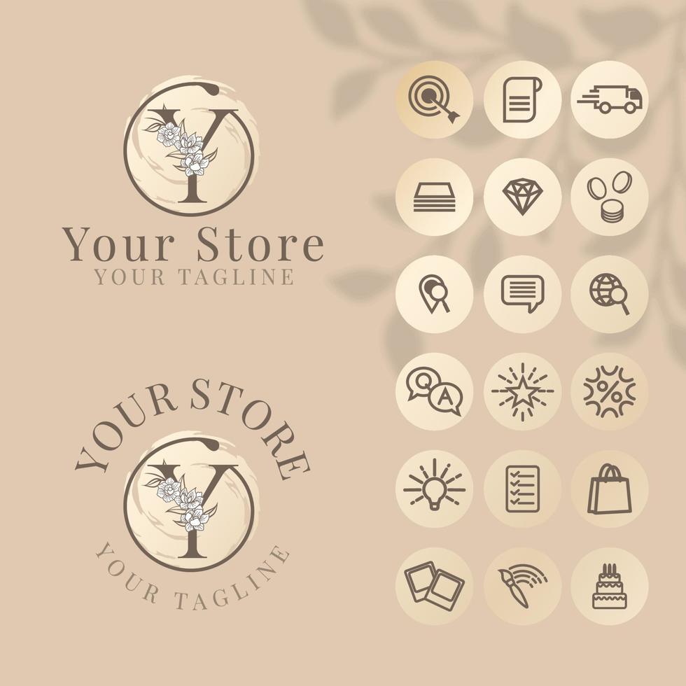 initial  logo with icon social media template for fashion branding vector