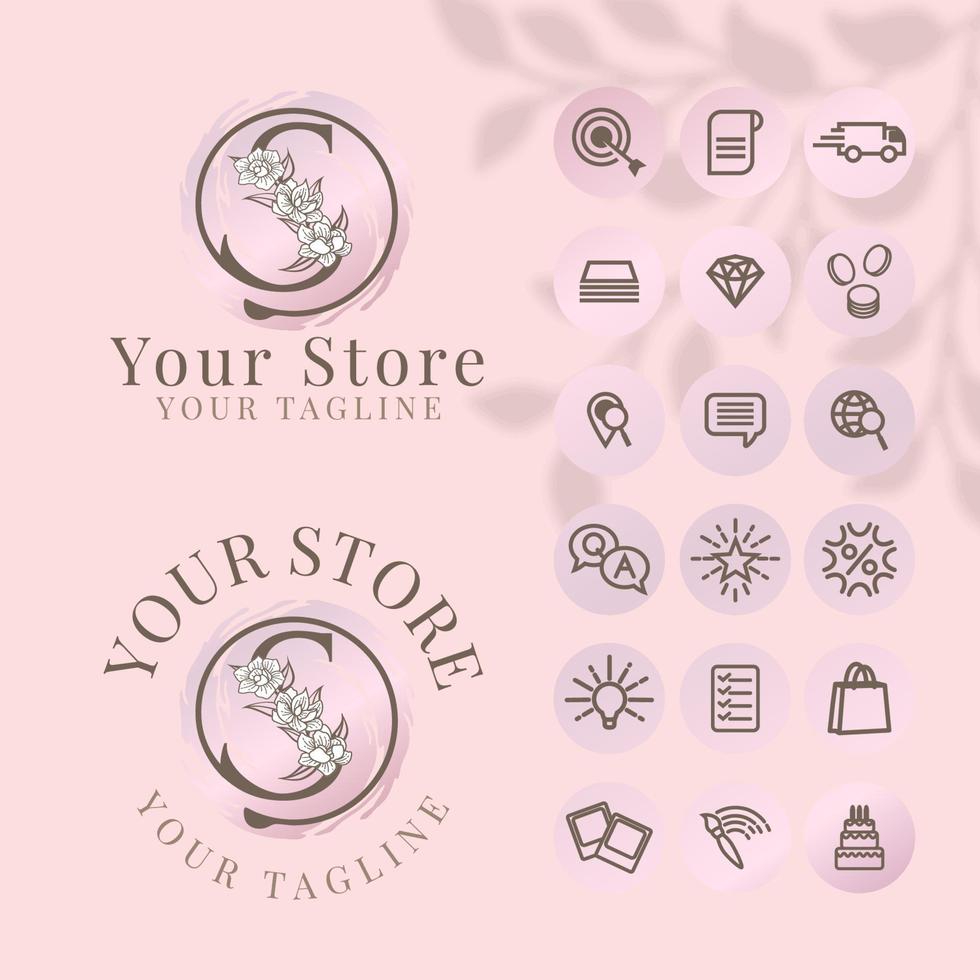 initial s logo with icon social media template for fashion branding vector