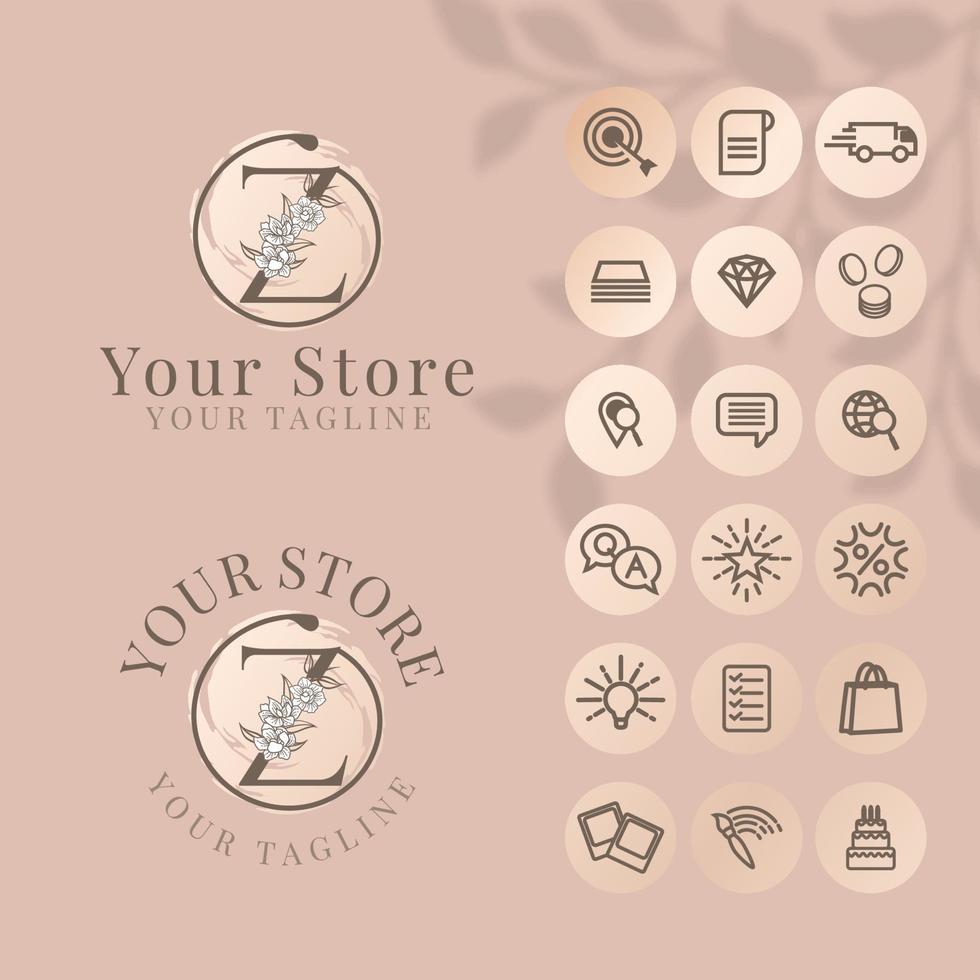 initial z logo with icon social media template for fashion branding vector