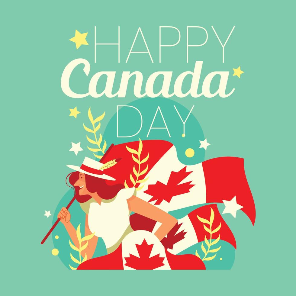 Woman Celebrating Canada Day vector