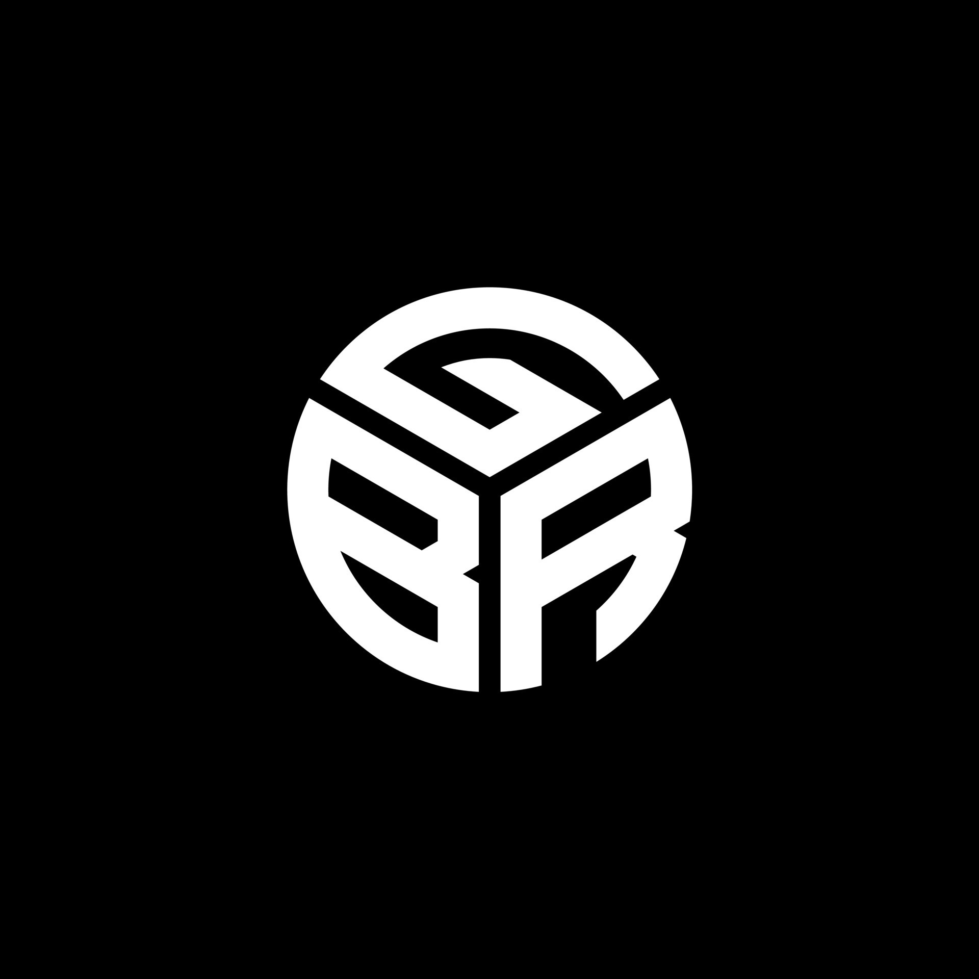 GBR letter logo design on black background. GBR creative initials