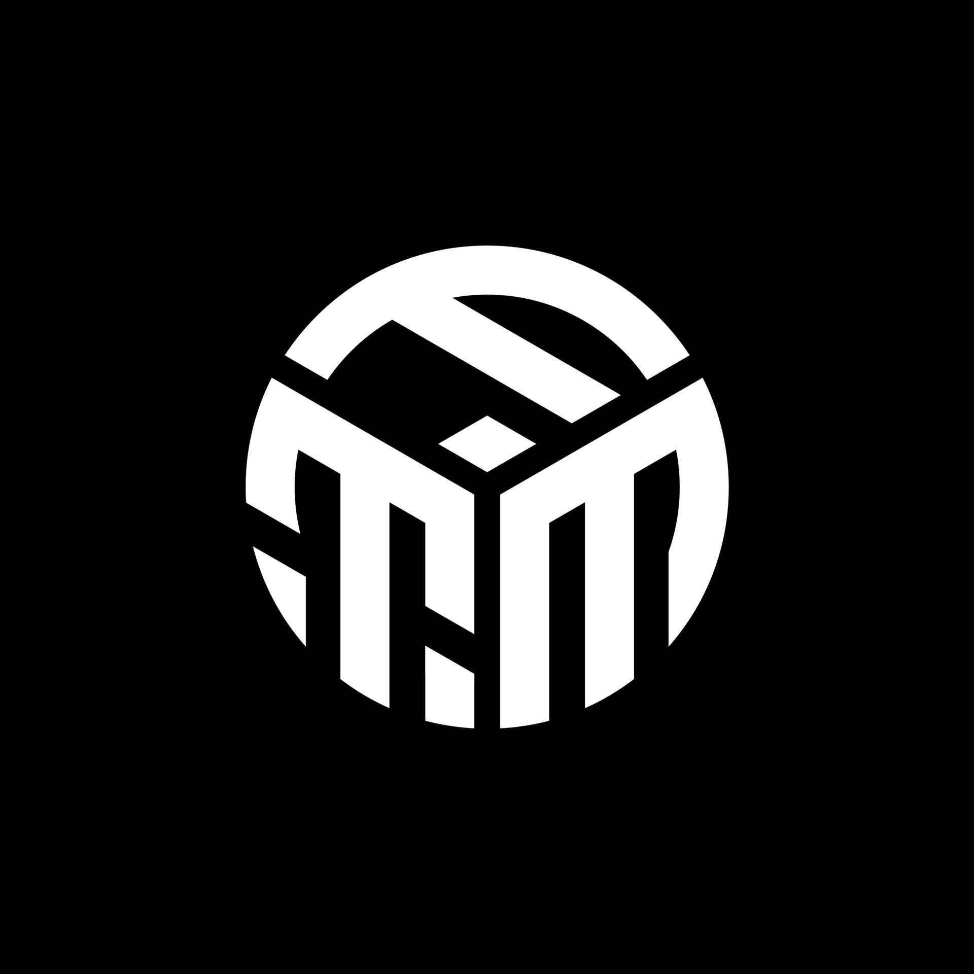 FTM letter logo design on black background. FTM creative initials